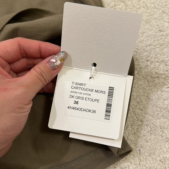 BRAND NEW HERMES Mors straight t-shirt gris etoupe Sz 36 - Picture 2 of 8